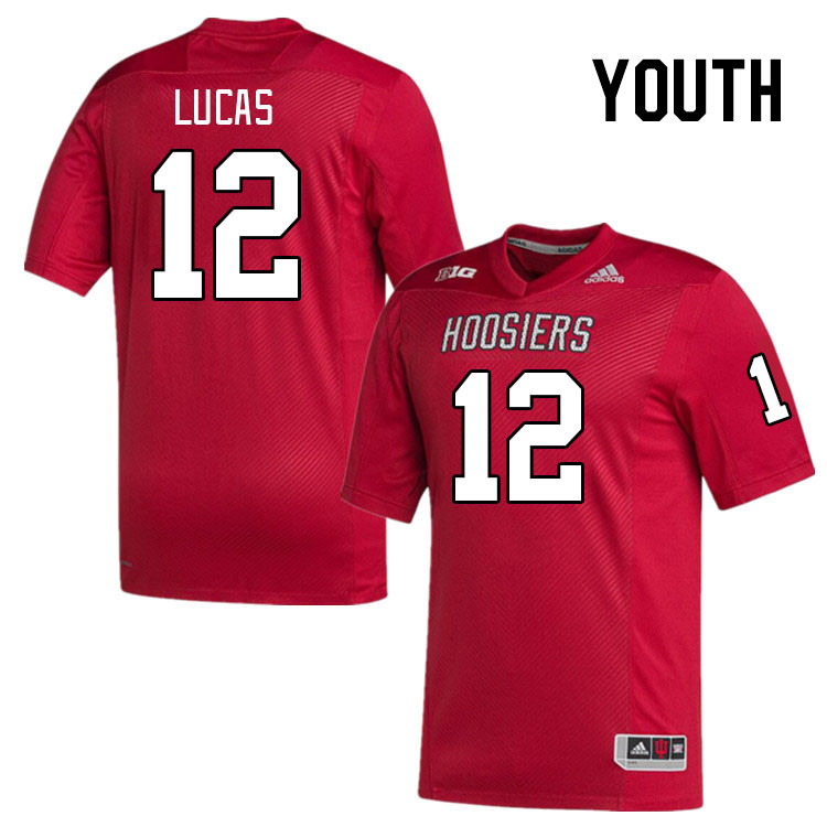 Youth #12 Jaylin Lucas Indiana Hoosiers College Football Jerseys Stitched-Red